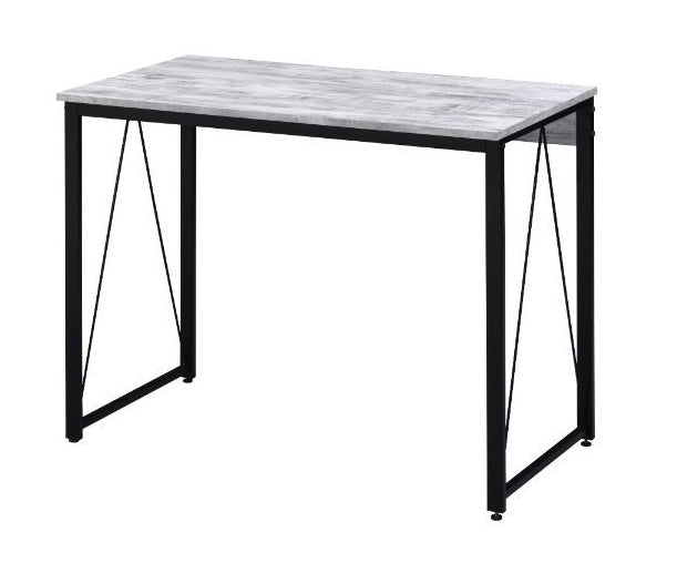 Acme 92604 Inbox zero zaidin antique white wood finish and black metal frame student computer writing desk