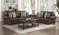 Homelegance 9260DB-2PC 2 pc Franklin dark brown polished microfiber nail head trim accents sofa and love seat set