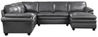 Homelegance 9267GY-42LRC 4 pc Exton gray top grain leather match sectional sofa with chaise and overstuffed cushions