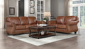 Homelegance 9270BR-2PC 2 pc Attleboro brown top grain leather nail head trim accents sofa and love seat set