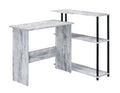 Acme 92752 Inbox zero Levi antique white wood finish and black metal frame student computer writing desk with shelf
