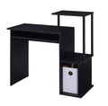 Acme 92764 Inbox zero Levi black wood finish and black metal frame student computer writing desk with shelf