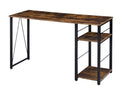 Acme 92765 Jarnigan vadina weathered oak finish wood and black metal frame student computer writing desk with shelf