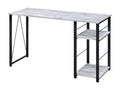 Acme 92767 Jarnigan vadina antique white finish wood and black metal frame student computer writing desk with shelf