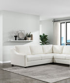Homelegance 9277VR-42LRC 4 pc Zayden ivory textured fabric sectional sofa with chaise and overstuffed cushions
