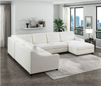Homelegance 9277VR-42LRC 4 pc Zayden ivory textured fabric sectional sofa with chaise and overstuffed cushions