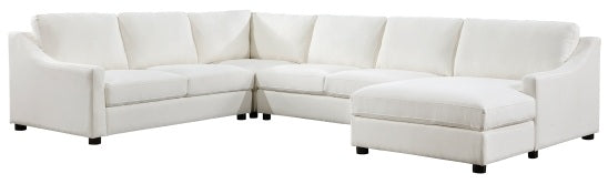 Homelegance 9277VR-42LRC 4 pc Zayden ivory textured fabric sectional sofa with chaise and overstuffed cushions