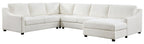 Homelegance 9277VR-42LRC 4 pc Zayden ivory textured fabric sectional sofa with chaise and overstuffed cushions