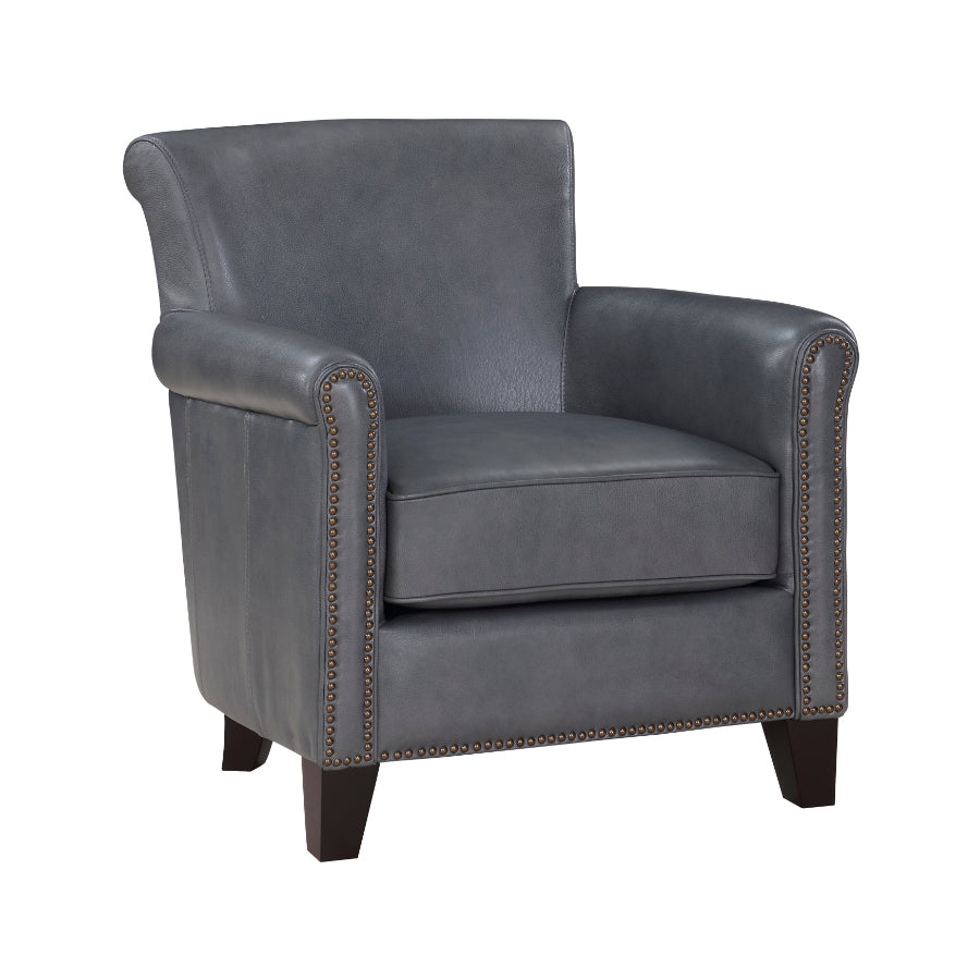 Homelegance 9278GY Braintree burnish grey top grain leather match accent chair nail head trim