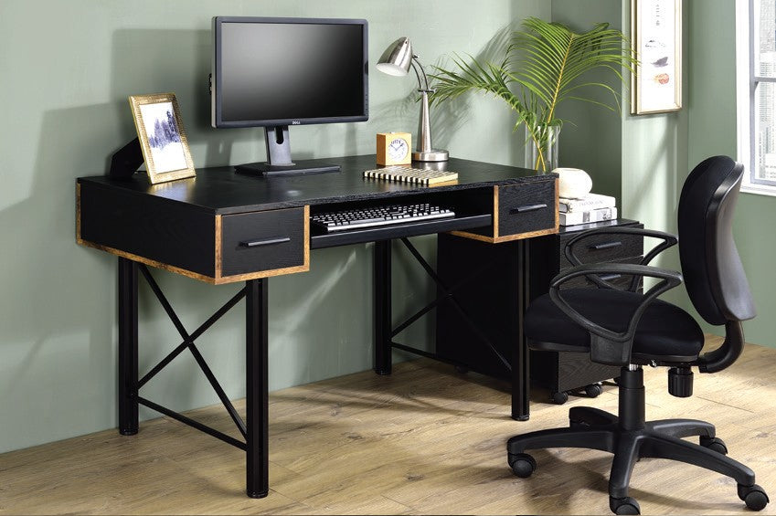 Acme 92799 Mercer 41 ballesteros settea black wood and black metal frame desk