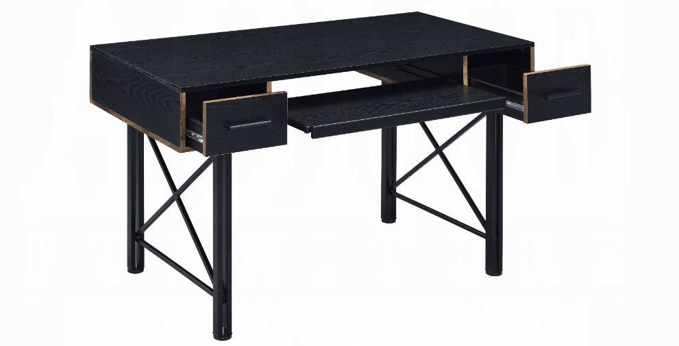 Acme 92799 Mercer 41 ballesteros settea black wood and black metal frame desk