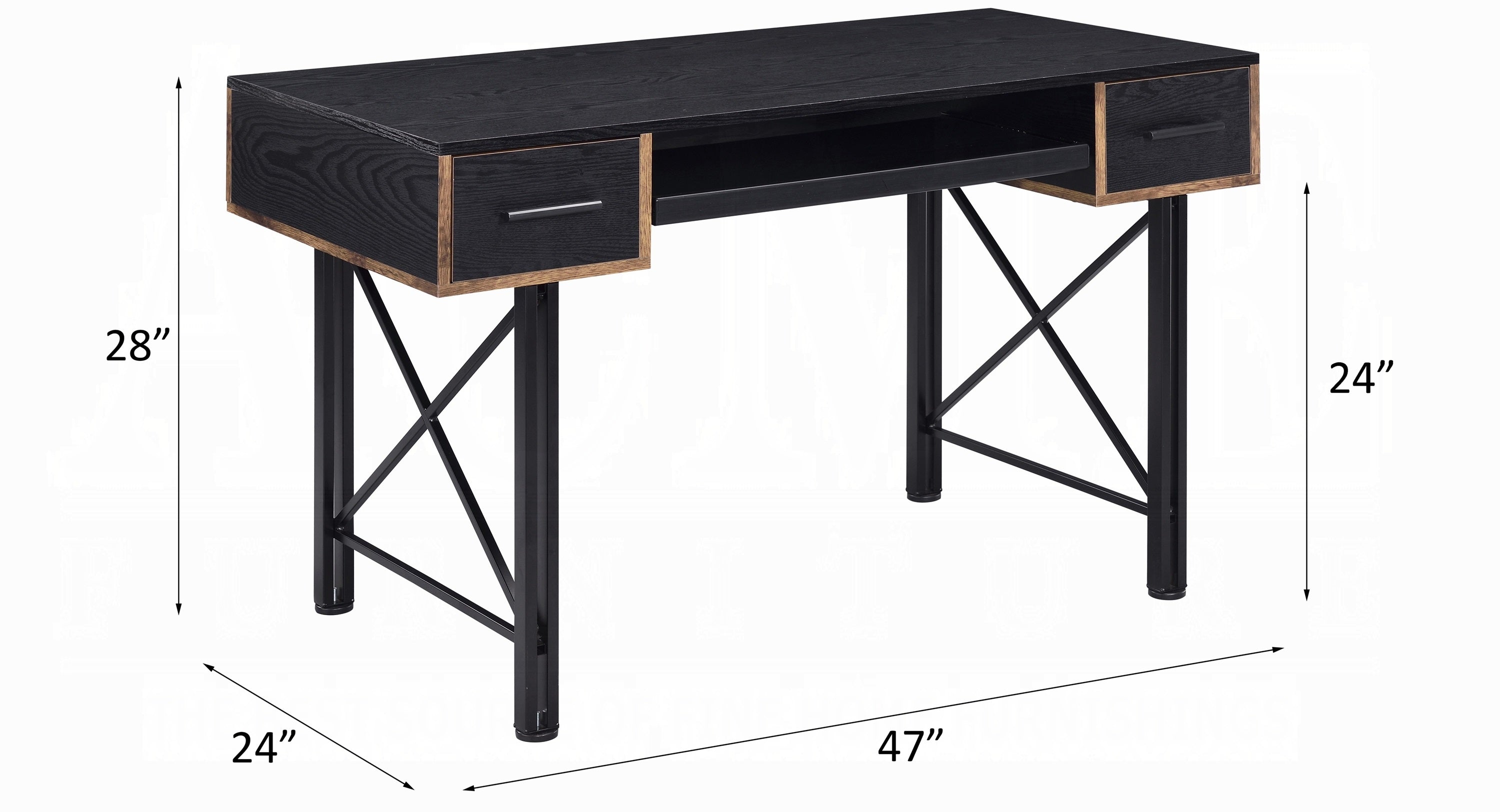 Acme 92799 Mercer 41 ballesteros settea black wood and black metal frame desk
