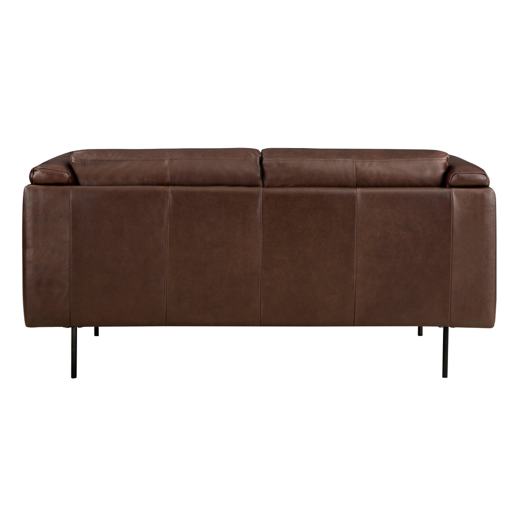 Homelegance 9280BR-2PC 2 pc Soren brown top grain leather mid-century modern sofa and love seat set