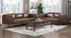 Homelegance 9280BR-2PC 2 pc Soren brown top grain leather mid-century modern sofa and love seat set