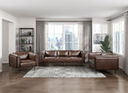 Homelegance 9280BR-2PC 2 pc Soren brown top grain leather mid-century modern sofa and love seat set