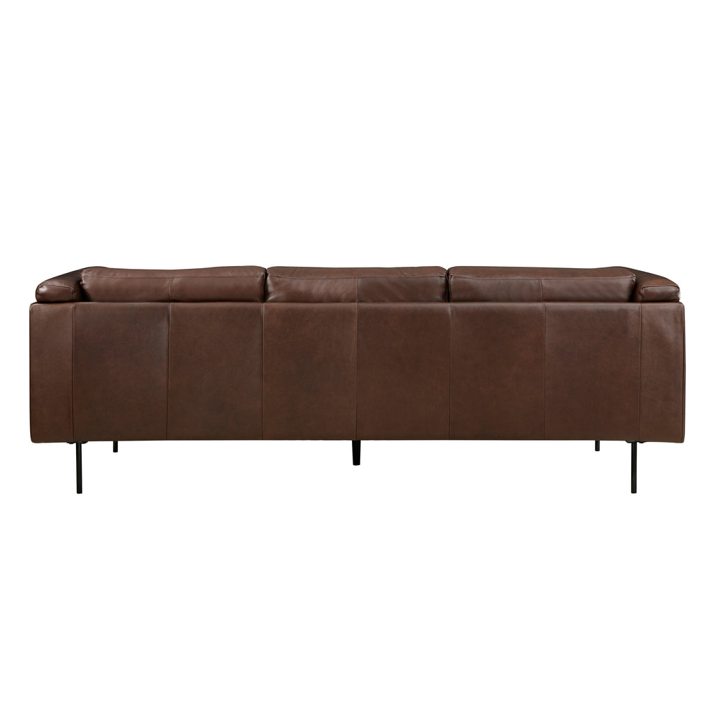 Homelegance 9280BR-2PC 2 pc Soren brown top grain leather mid-century modern sofa and love seat set