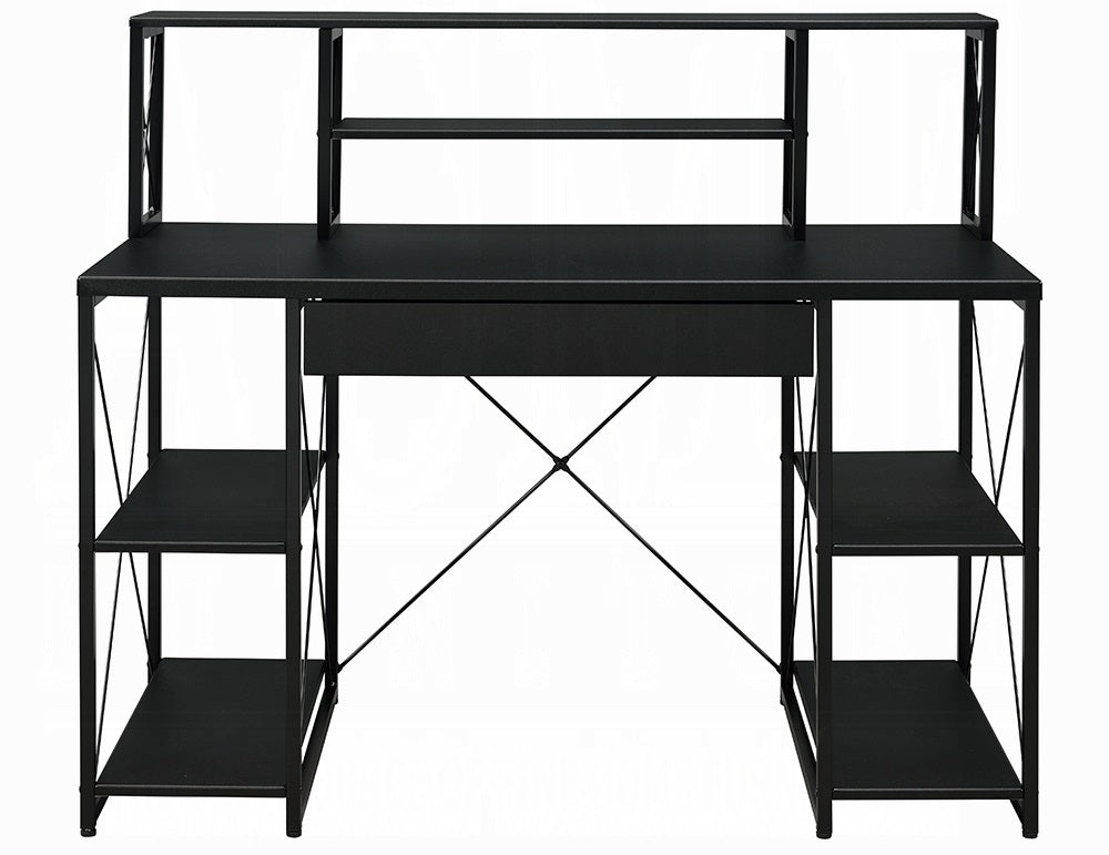 Acme 92877 Mercer 41 ballesteros zaidan black wood and metal frame desk with hutch