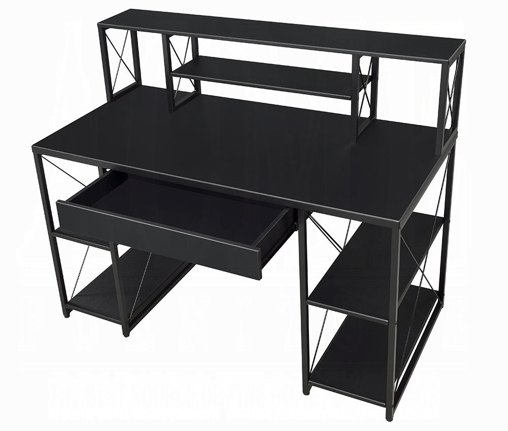 Acme 92877 Mercer 41 ballesteros zaidan black wood and metal frame desk with hutch
