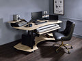 Acme 92892 Inbox zero denah Eleazar black finish metal frame natural oak finish wood gaming table station music studio desk