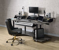 Acme 92895 Inbox zero denah Eleazar black oak finish wood black metal frame 83" gaming table station music studio desk