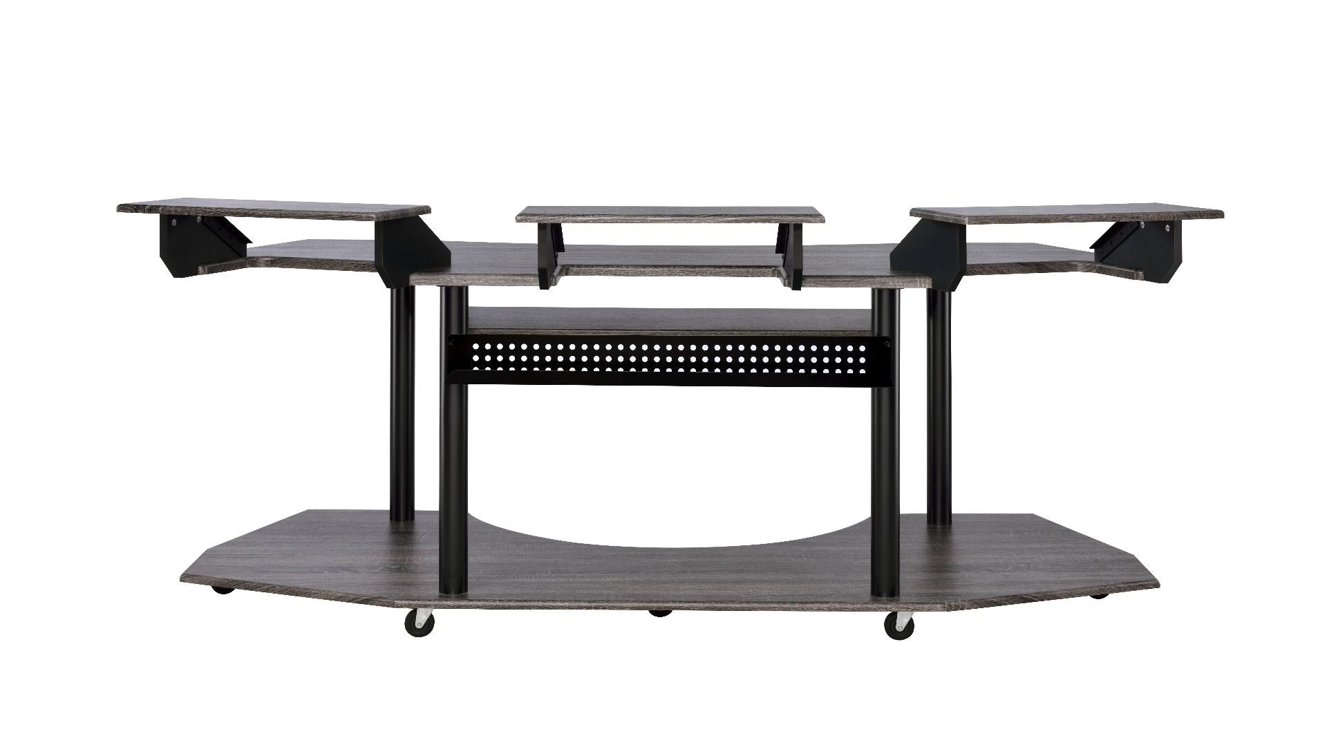 Acme 92895 Inbox zero denah Eleazar black oak finish wood black metal frame 83" gaming table station music studio desk