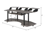 Acme 92895 Inbox zero denah Eleazar black oak finish wood black metal frame 83" gaming table station music studio desk