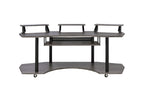 Acme 92895 Inbox zero denah Eleazar black oak finish wood black metal frame 83" gaming table station music studio desk