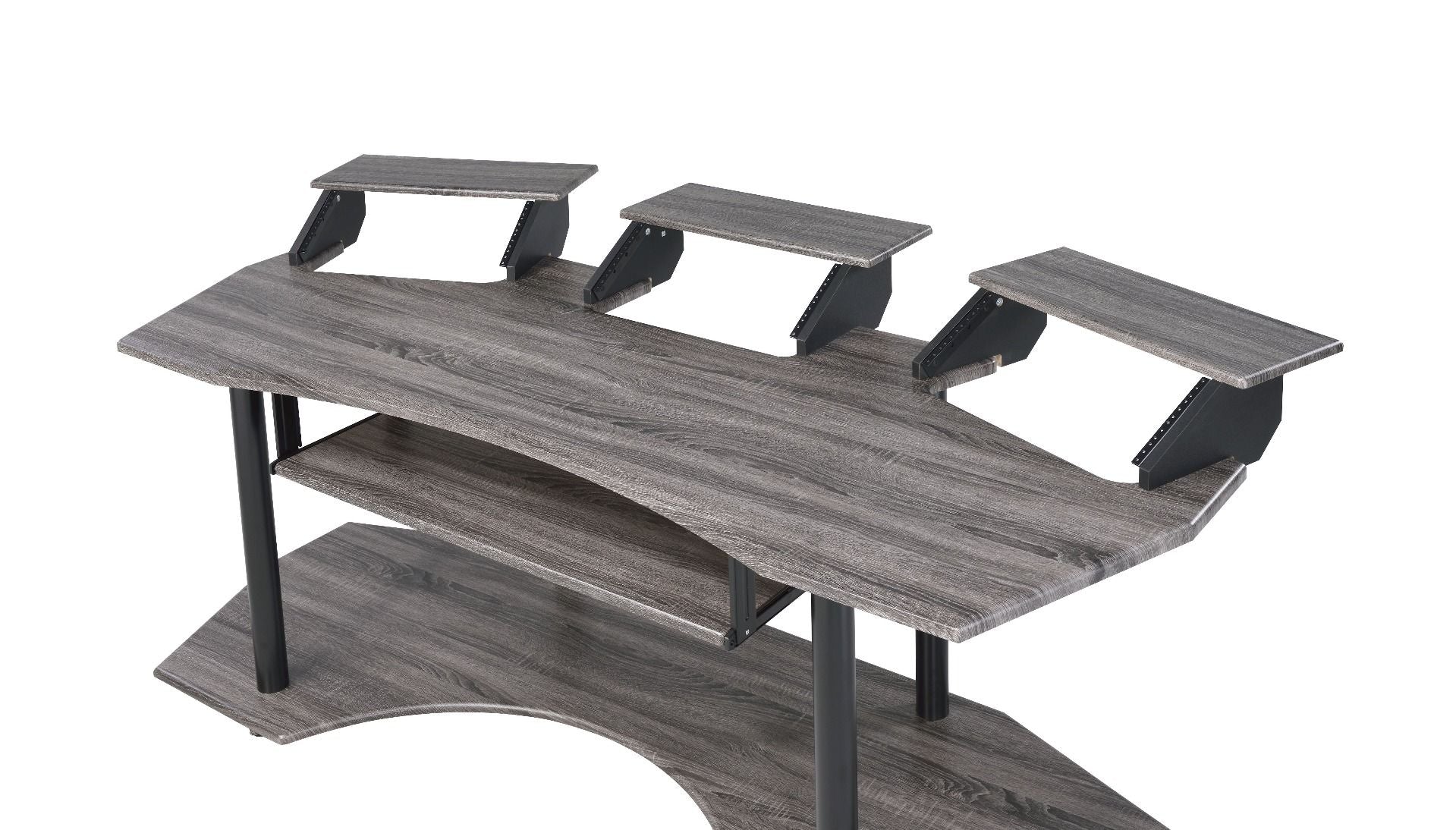 Acme 92895 Inbox zero denah Eleazar black oak finish wood black metal frame 83" gaming table station music studio desk