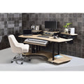 Acme 92897 Inbox zero denah Eleazar black finish metal frame natural oak finish wood gaming table station music studio desk