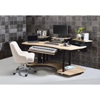 Acme 92897 Inbox zero denah Eleazar black finish metal frame natural oak finish wood gaming table station music studio desk