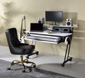 Acme 92902 Suitor black finish metal frame white accents gaming table station music studio desk