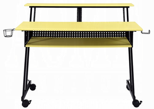 Acme 92904 Suitor black finish metal frame yellow accents gaming table station music studio desk