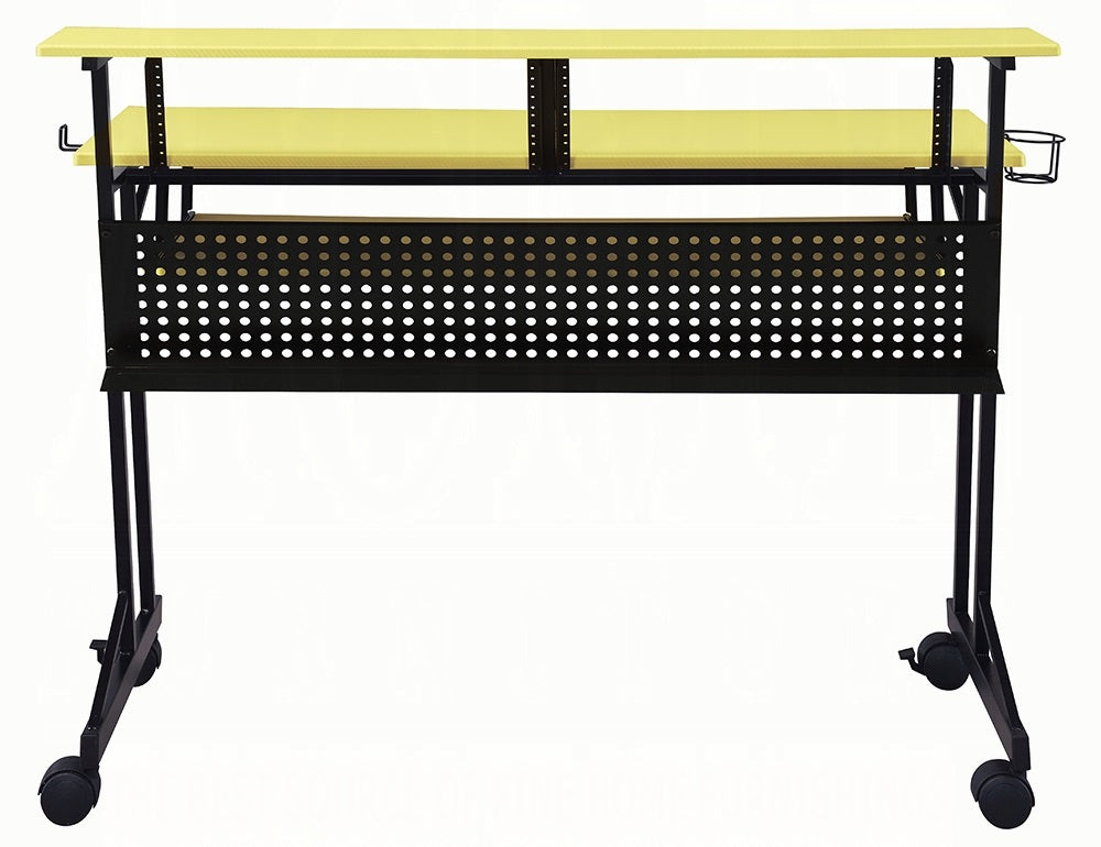 Acme 92904 Suitor black finish metal frame yellow accents gaming table station music studio desk