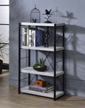 Acme 92917 Jurgen antique white black finish metal 4 tier book case shelf unit