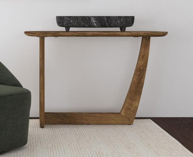 Coaster 930030 Fletcher brown finish solid mango wood rounded oval sofa console entry table