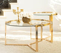 Coaster 930251 2 pc Fairmont park mercer 41 clear glass round top gold finish legs nesting coffee and end table set