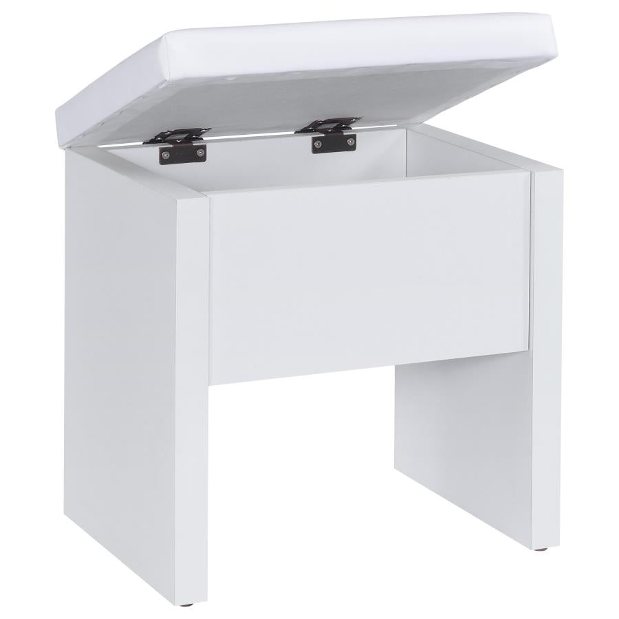 Bunbury White 2-Drawer Makeup Vanity Set with Mirror and Stool – 930280