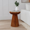 Coaster 931155 Aureo wild honey finish solid wood rounded bowl shape side accent table plant stand