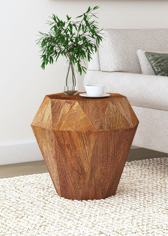 Coaster 931158 Jacinto natural brown solid mango wood octagonal rounded side accent table plant stand