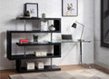 Acme 93177 Buck II black high gloss finish wood writing desk with swivel glass top and attached bookcase