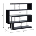 Acme 93177 Buck II black high gloss finish wood writing desk with swivel glass top and attached bookcase