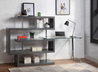 Acme 93181 Buck II grey high gloss finish wood writing desk with swivel glass top and attached bookcase