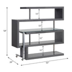 Acme 93181 Buck II grey high gloss finish wood writing desk with swivel glass top and attached bookcase