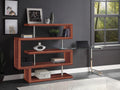 Acme 93183 Buck II walnut finish wood writing desk with swivel glass top and attached bookcase