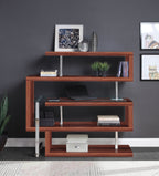 Acme 93183 Buck II walnut finish wood writing desk with swivel glass top and attached bookcase