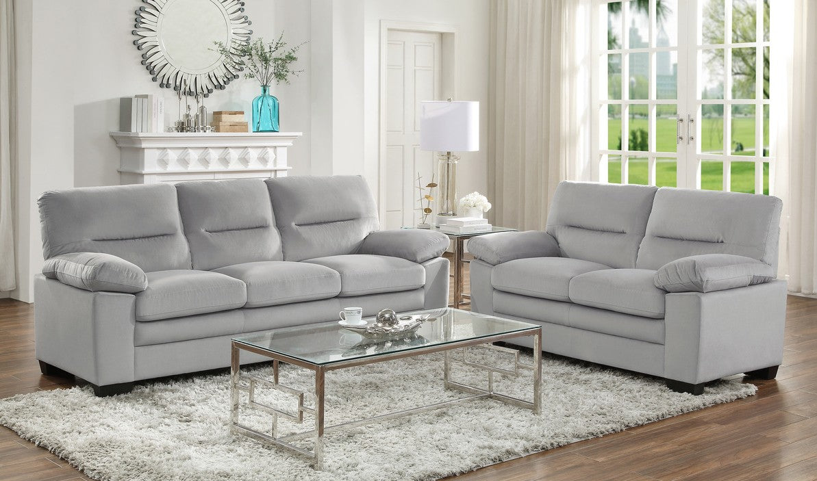Homelegance 9328GY-2PC 2 pc Keighly gray textured fabric sofa and love seat set
