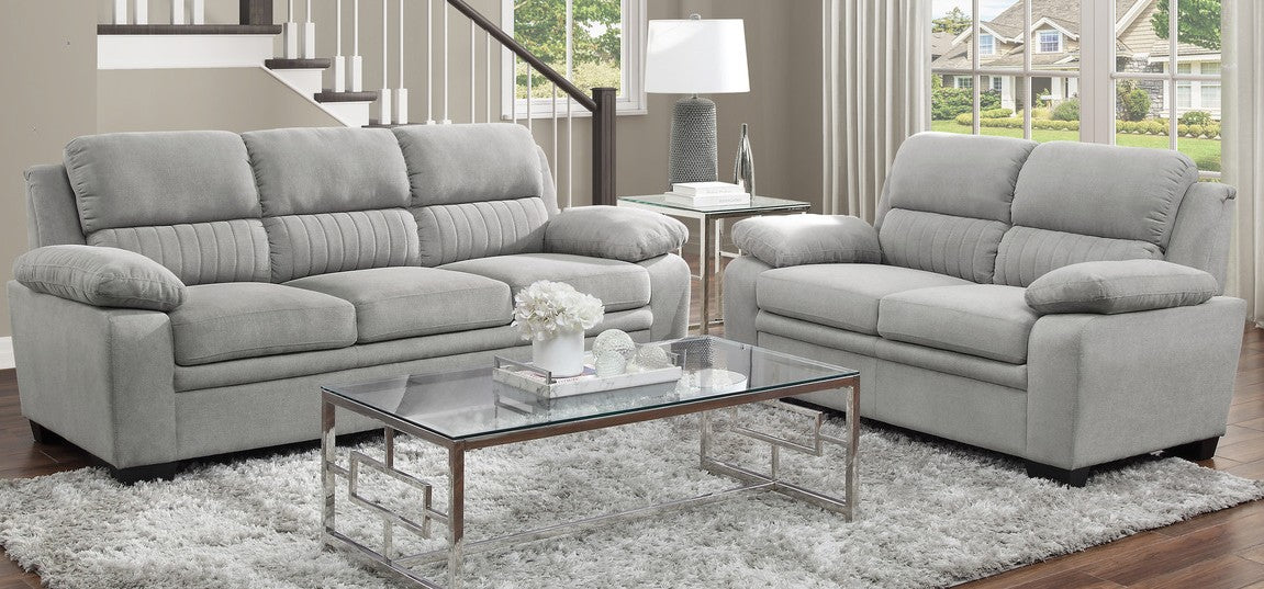 Homelegance 9333GY-SL 2 pc Orren ellis Holleman gray textured fabric sofa and love seat set