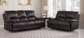 Global United 9345BR-2PC-LVCN 2 pc Ospray brown leather aire sofa and love seat with console with recliner ends