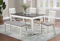 Asia Direct 9345 6 pc charcoal grey top and white finish wood dining table set with bench
