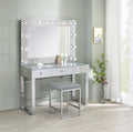Coaster 935934-33 3 pc Latitude run azazel silver metal and mirror make up bedroom vanity set with light up mirror